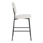 Cathair bar stool bouclé fabric in beige color with black metallic legs 48x54x100cm - Image 3