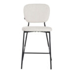 Cathair bar stool bouclé fabric in beige color with black metallic legs 48x54x100cm - Image 4