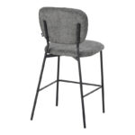 Cathair bar stool bouclé fabric in dark grey color with black metallic legs 48x54x100cm - Image 2