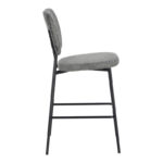 Cathair bar stool bouclé fabric in dark grey color with black metallic legs 48x54x100cm - Image 3