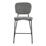 Cathair bar stool bouclé fabric in dark grey color with black metallic legs 48x54x100cm - Image 4
