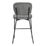 Cathair bar stool bouclé fabric in dark grey color with black metallic legs 48x54x100cm - Image 5