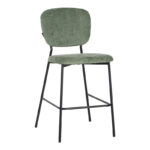 Cathair bar stool bouclé fabric in green color with black metallic legs 48x54x100cm