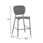 Cathair bar stool bouclé fabric in tampa color with black metallic legs 48x54x100cm - Слика 6