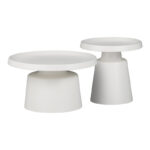 Coffee table Ginoze Inart 2 pieces set in white color metal