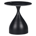 Kirkene Inart side table black marble sintered stone and black metal 2pcs - Image 2