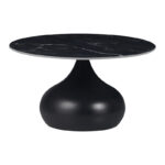 Kirkene Inart side table black marble sintered stone and black metal 2pcs - Image 5