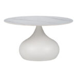 Side table Kirkene Inart white marble sintered stone and white metal 2pcs - Image 5