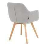 Safira armchair fabric in grey color with natural color wooden leg 57x58x84cm - Image 2