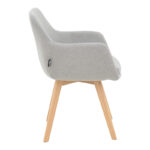 Safira armchair fabric in grey color with natural color wooden leg 57x58x84cm - Image 3