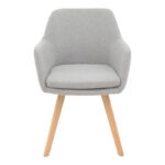 Safira armchair fabric in grey color with natural color wooden leg 57x58x84cm - Image 4