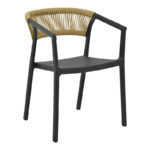 Armchair Sillia stackable pp black shade with beige rattan 55x52x74.5cm