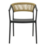 Armchair Sillia stackable pp black shade with beige rattan 55x52x74.5cm - Image 4