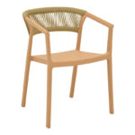 Armchair Sillia stackable pp cappuccino shade with beige rattan 55x52x74.5cm