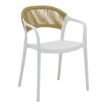 Ankara armchair stackable pp white shade with beige rattan 57x48x80cm