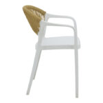 Ankara armchair stackable pp white shade with beige rattan 57x48x80cm - Image 3