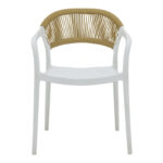 Ankara armchair stackable pp white shade with beige rattan 57x48x80cm - Image 4