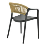 Ankara armchair stackable pp black shade with beige rattan 57x48x80cm - Слика 2