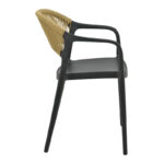 Ankara armchair stackable pp black shade with beige rattan 57x48x80cm - Слика 3