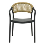 Ankara armchair stackable pp black shade with beige rattan 57x48x80cm - Слика 4