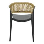 Ankara armchair stackable pp black shade with beige rattan 57x48x80cm - Слика 5