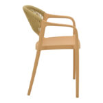 Ankara armchair stackable pp cappuccino shade with beige rattan 57x48x80cm - Слика 3