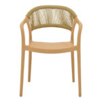 Ankara armchair stackable pp cappuccino shade with beige rattan 57x48x80cm - Слика 4