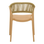 Ankara armchair stackable pp cappuccino shade with beige rattan 57x48x80cm - Слика 5