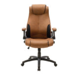 Manager office chair Bear with pu brown tabac antique-black colour - Слика 4
