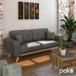 3 seated sofa-bed Carmelo Pakoworld dark grey fabric 214x80x86cm - Слика 2