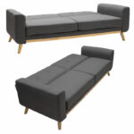 3 seated sofa-bed Carmelo Pakoworld dark grey fabric 214x80x86cm - Слика 4