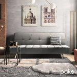 3 seater sofa-bed Travis with fabric in gray color 175x83x74cm - Слика 2