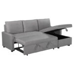 Corner sofa-bed Infuse with storage space grey fabric 203x130x88 cm - Image 2