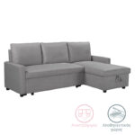 Corner sofa-bed Infuse with storage space grey fabric 203x130x88 cm