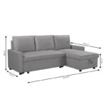 Corner sofa-bed Infuse with storage space grey fabric 203x130x88 cm - Image 5