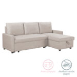 Corner reversible sofa-bed Infuse with storage space beige fabric 203x130x88 cm