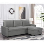 Corner reversable sofa-bed Infuse with storage space anthracite fabric 203x130x88cm - Image 3