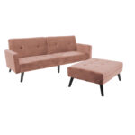 Sofa - bed Dream  with footstool velvet in rotten apple color 209x157x80m - Image 3