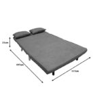 Josuane sofa-bed two-seater anthracite fabric and natural wood leg 117x80x81cm - Слика 6