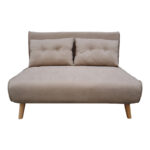 Josuane sofa-bed two-seater beige fabric and natural wood leg 117x80x81cm - Слика 2