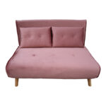 Josuane sofa-bed two-seater rotten apple velvet and wooden leg in natural shade 122x80x81cm - Слика 2