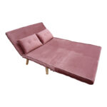 Josuane sofa-bed two-seater rotten apple velvet and wooden leg in natural shade 122x80x81cm - Слика 3