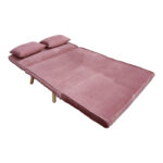 Josuane sofa-bed two-seater rotten apple velvet and wooden leg in natural shade 122x80x81cm - Слика 4