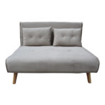 Josuane sofa-bed two-seater gray velvet and natural wood leg 117x80x81cm - Слика 2