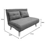 Josuane sofa-bed two-seater gray velvet and natural wood leg 117x80x81cm - Слика 5