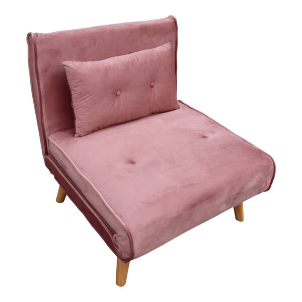 Armchair-bed Josiane rotten apple velvet and wooden leg in natural shade 77x80x81cm