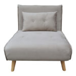 Josuane armchair-bed gray velvet and natural wood leg 77x80x81cm - Слика 2