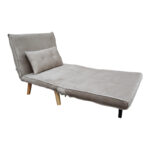 Josuane armchair-bed gray velvet and natural wood leg 77x80x81cm - Слика 3