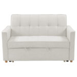 2 seater sofa-bed Commit fabric in beige-grey color 142x93x90 cm - Слика 3