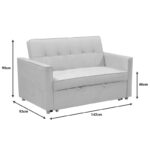 2 seater sofa-bed Commit fabric in beige-grey color 142x93x90 cm - Слика 5